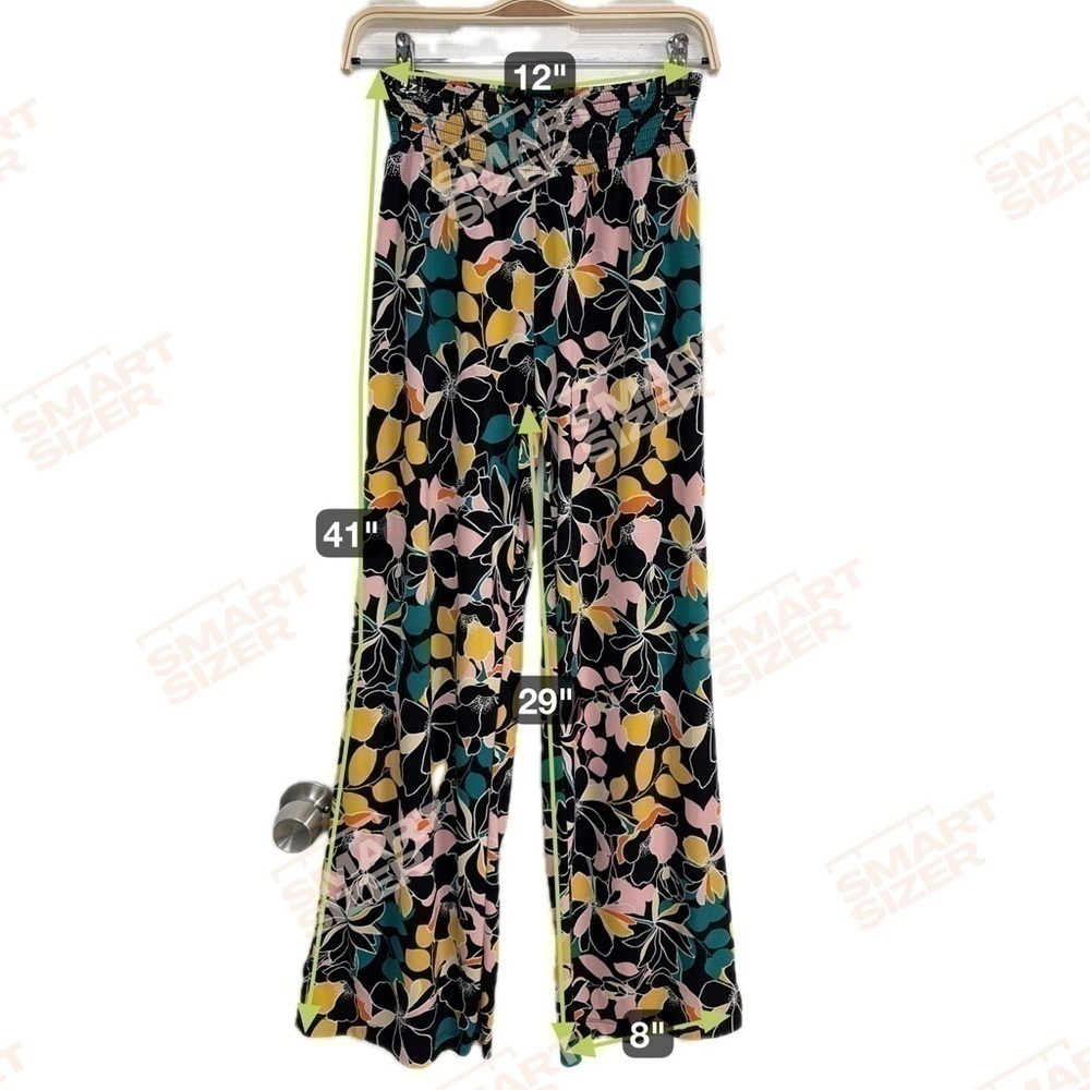 Bar III Floral-Print Wide-Leg Pants Size XS Elastic Waist Pull On Tropical Pant - Picture 7 of 7